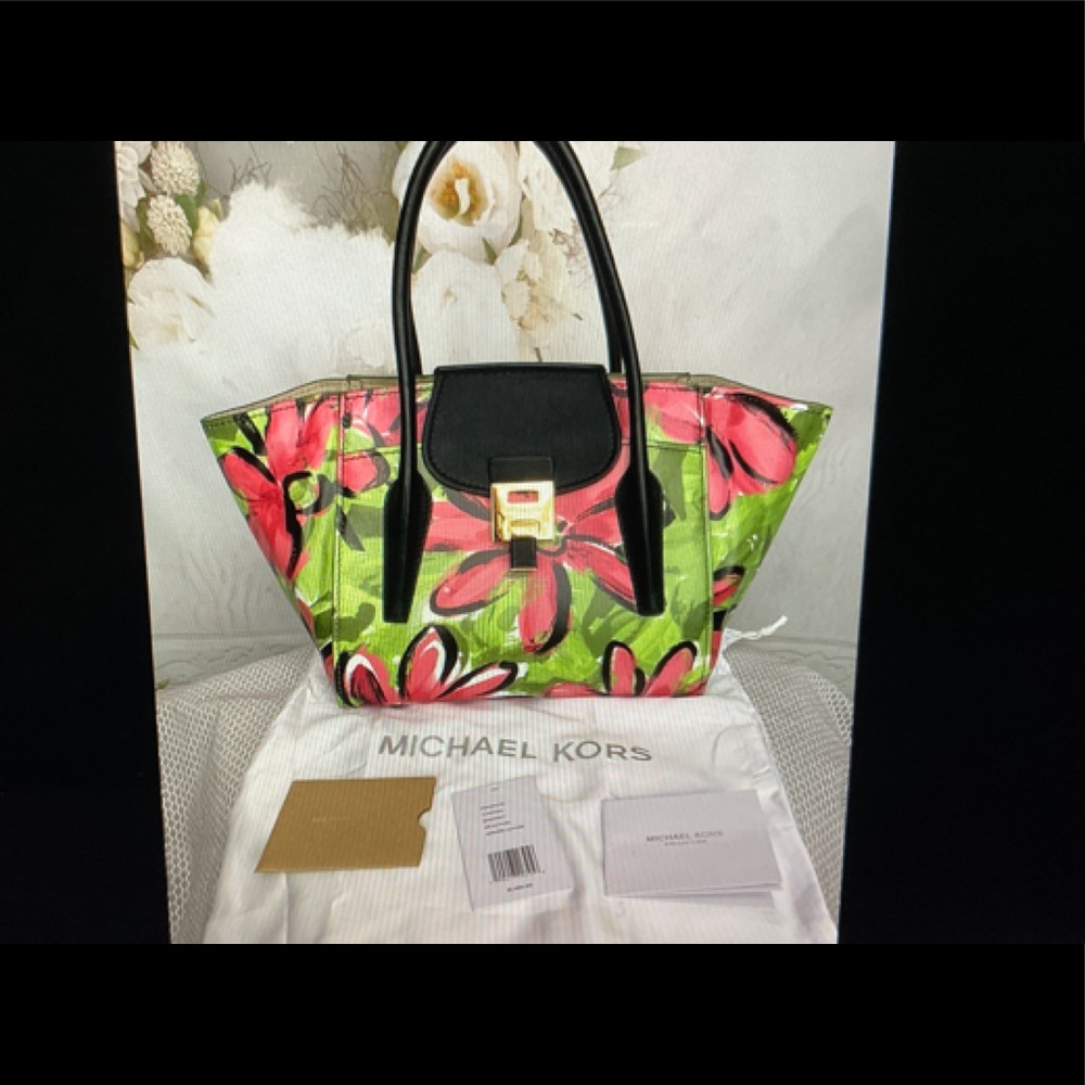 Michael Kors Collection medium Bancroft Flamingo Satchel calf leather NWT